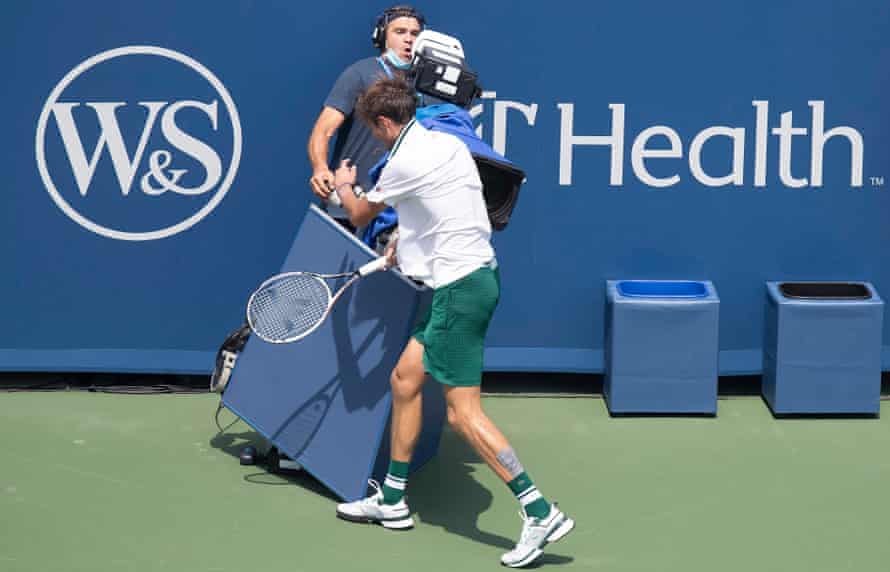 Daniil Medvedev crashes into TV camera and kicks it in loss to Rublev