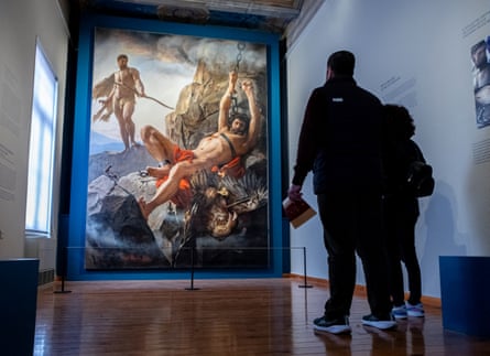 The monumental painting “Prometheus Unbound” by Danish artist Carl Bloch is on display at the Pavlos and Alexandra Canellopoulos Museum (CAMU) in Athens