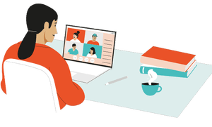 Illustration of woman using laptop for video chat