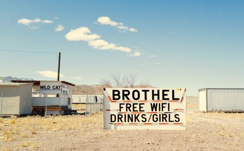 Sans Irony, New MexicoDriving north through New Mexico I caught sight of this place. It had pretty much everything a trucker en route to devoutly religious Utah might want. The only thing missing, however, was irony.