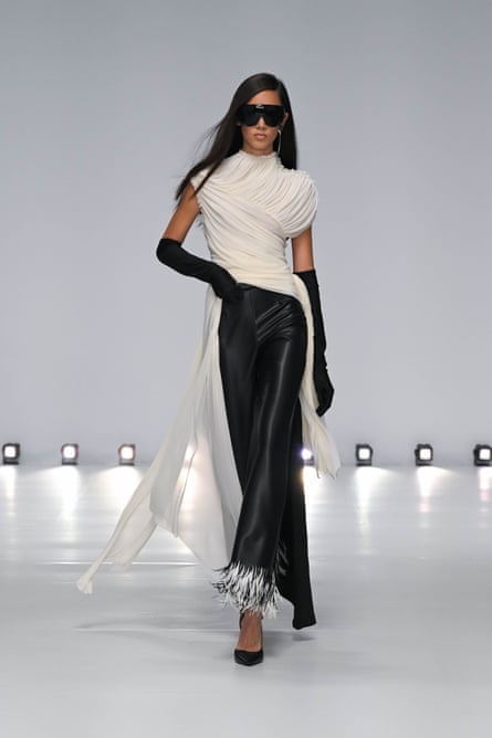A model walks the runway at the Mariam Seddiq show at Australian fashion week
