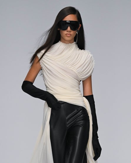 A model walks the runway at the Mariam Seddiq show at Australian fashion week