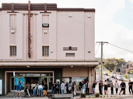 Patrons line up at the Lorne Theatre