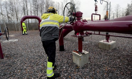 Compression station of the Balticconnector marine gas pipeline is pictured in Inkoo, Finland.