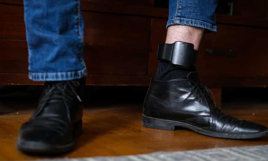 Steven Donziger’s monitoring bracelet, placed on his ankle.