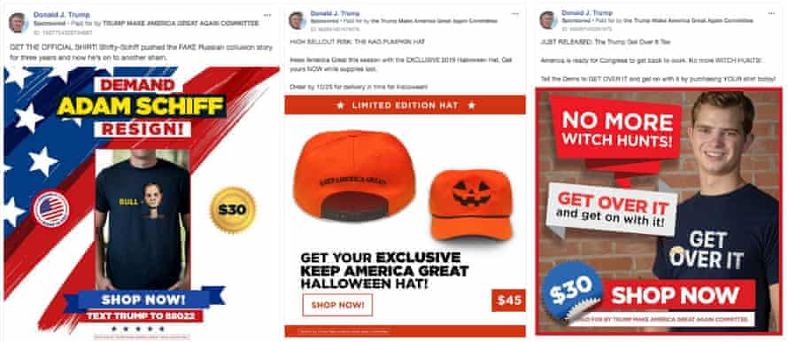 Examples of Trump’s campaign merchandise ads