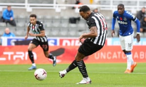 Callum Wilson of Newcastle scores the opening goal from the spot.