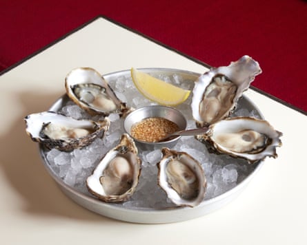 British Oysters served with fireside vinegar and lemon, Bar Shrimp, Manchester.
