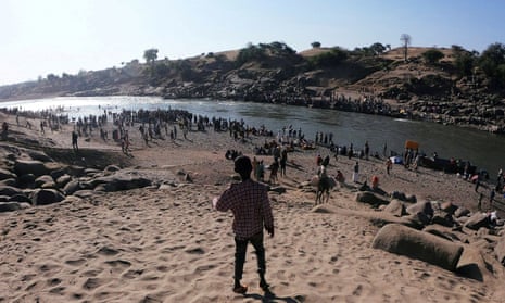 Ethiopians at the Tekeze River, also known as the Setit River, that runs between the Tigray region in the country and neighbouring Sudan