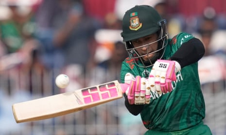 Bangladesh’s Mushfiqur Rahim thwacks the ball on the way to his half-century.