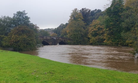 Flooding in Cromford in Derbyshire.