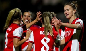 Vivianne Miedema of Arsenal Women celebrates scoring her teams third goal,
