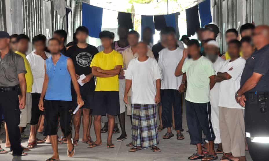 Asylum seekers in Delta compound  in the Manus Island detention centre