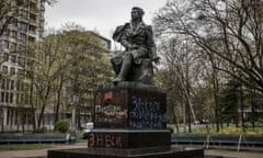 A monument to Pushkin stands in Pushkin park in central Kyiv.