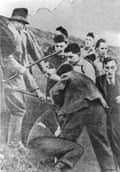 Confrontation during the Kinder Scout mass trespass in 1932
