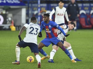 Zaha is fouled by Hojbjerg