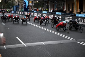 Wheelchair competitors on the course