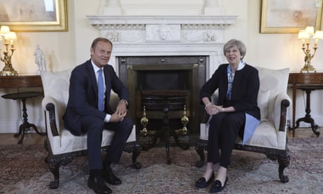 Theresa May and Donald Tusk in Downing Street.