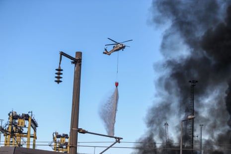 Firefighting helicopters were also deployed to try and get the blaze under control.