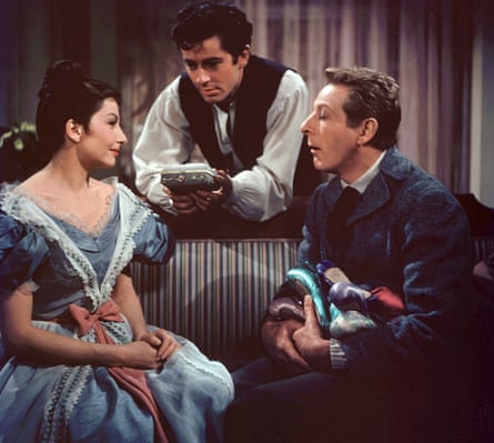Zizi Jeanmaire with Farley Granger, centre, and Danny Kaye in the film Hans Christian Andersen, 1952.