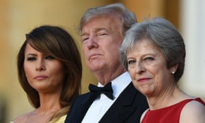 Melania Trump with President Trump and Theresa May at Blenheim Palace