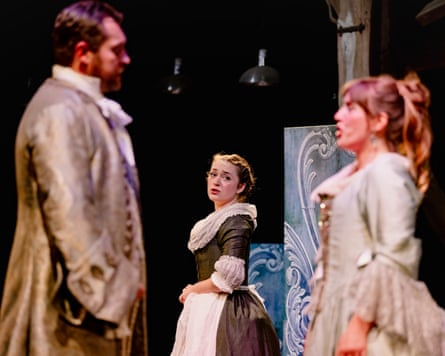 Fearless … Ellie Neate’s Susanna, centre, observes the Count and Countess