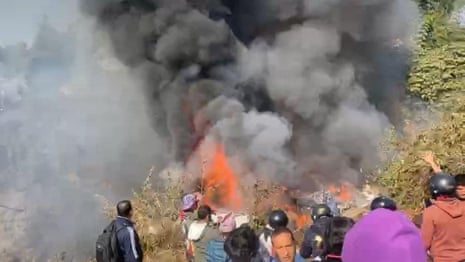 Smoke rises from deadly Nepal plane crash – video