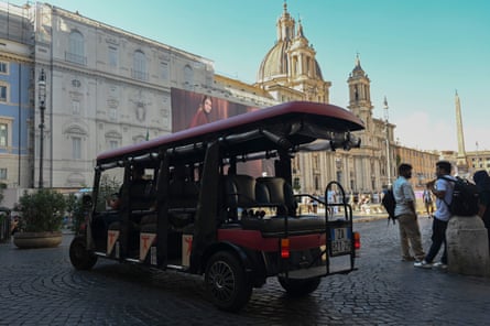 A golf cart in Piazza Navona