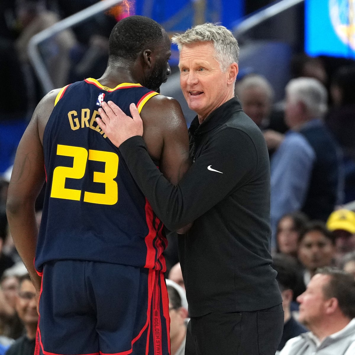 Draymond Green leaves court after heated exchange with Kerr during Warriors win | Golden State Warriors | The Guardian