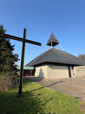 An external shot of a modernist church