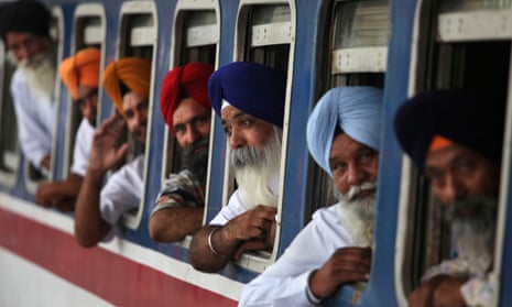 Sikh pilgrims inside a special train to Pakistan, Amritsar, 2010