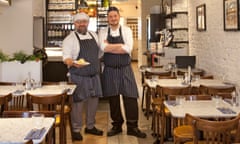 A Braccetto, Earl's Court, West London, for Jay Rayner's restaurant review, OM, 02/04/2024. Sophia Evans for The Observer From left chefs Daniele and Francesco