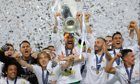 Real Madrid celebrate winning the 2016 Champions League final. From 2018, Spain will be one of the four leagues that has four team guaranteed in the group stages of the competition