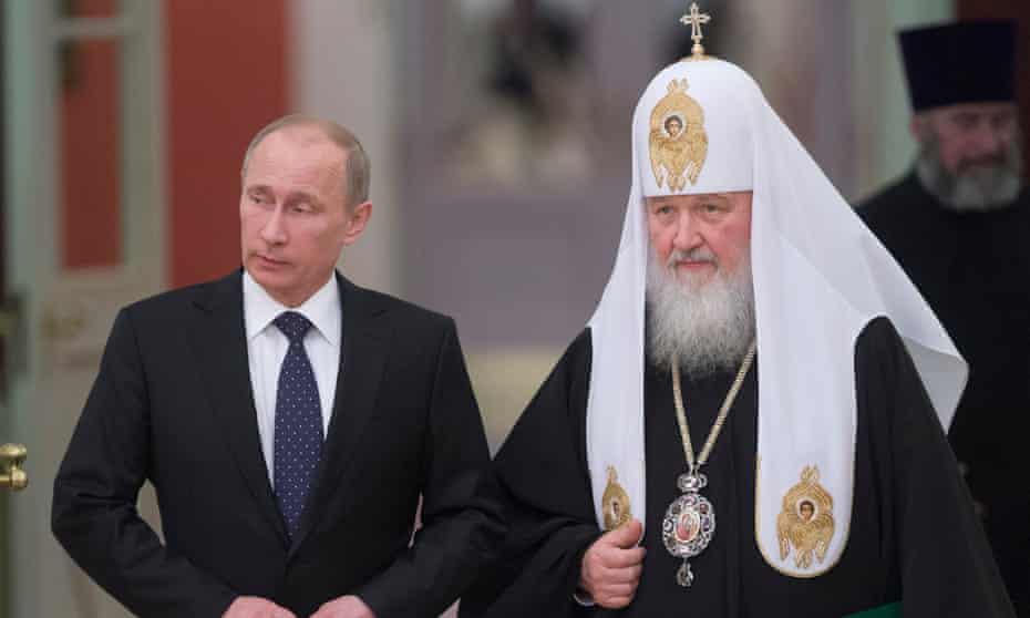Russia’s President Vladimir Putin with Patriarch Kirill, head of the Russian Orthodox church. 