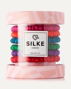 Hair careSilke London’s colourful set of six silk hair ties are made from mulberry silk to protect your hair. They look as good on your wrist as in your tresses. £30, net-a-porter.com