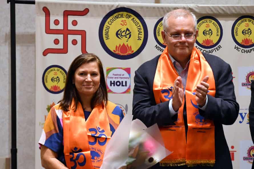 Scott and Jenny Morrison at the Hindu Council of Australia meet and greet in Parramatta
