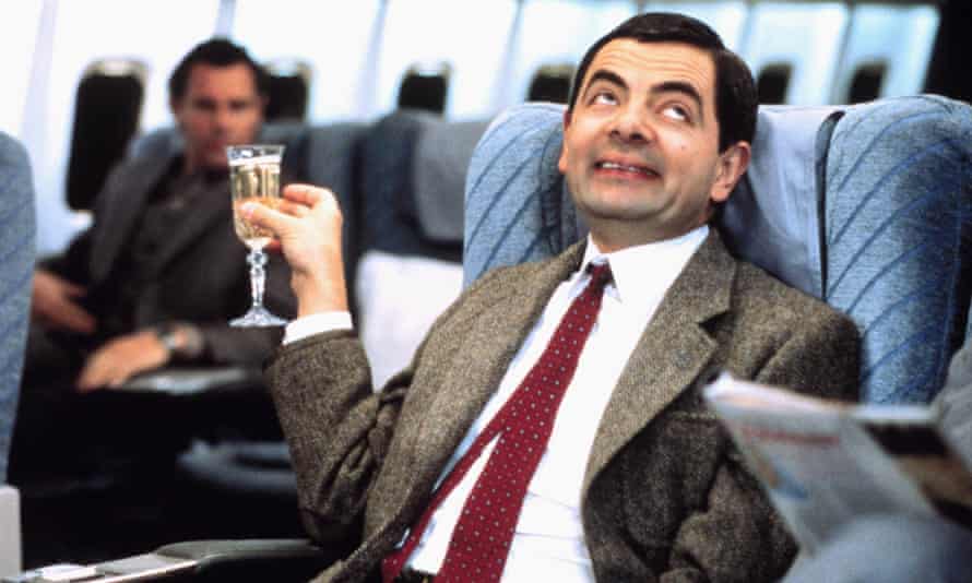 Mr Bean with glass of champagne