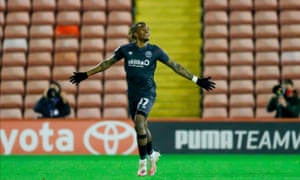 Ivan Toney celebrates scoring the winner for Brentford at Barnsley