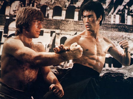 Norris, left, with Bruce Lee in The Way of the Dragon, 1972.