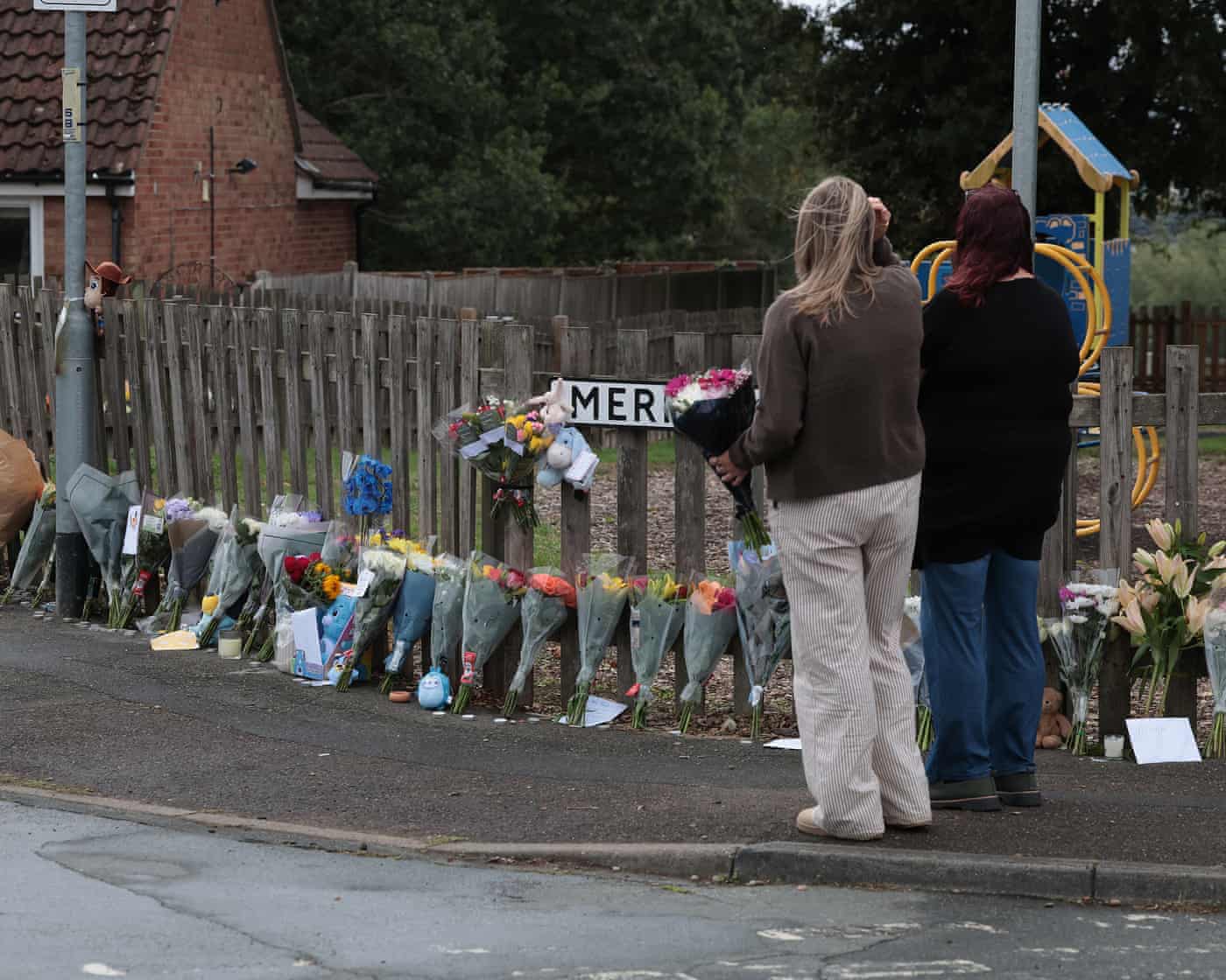 Playground becomes shrine of flowers and tributes
