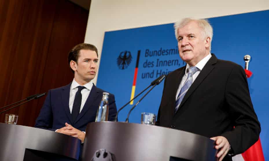 Horst Seehofer (right) met the Austrian chancellor, Sebastian Kurz, instead of attending the summit.