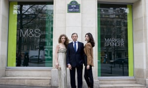 Former CEO Marc Bolland with models outside the planned M&S store on the Champs Elysées, Paris, in 2011. The France flagship store will now close.