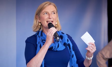 The Conservative MP Sarah Wollaston speaks at the People’s Vote march.