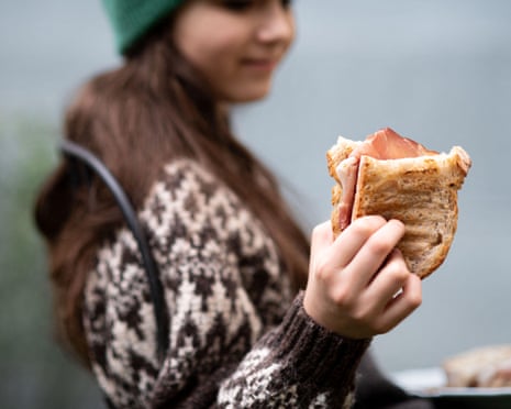 Shoppers browsing bacon display
