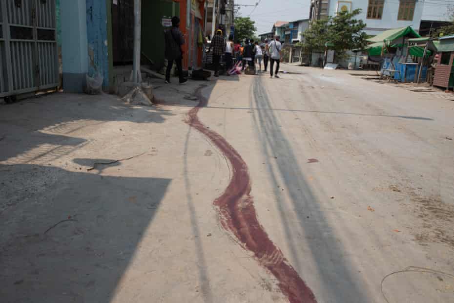 A trail of blood on the street