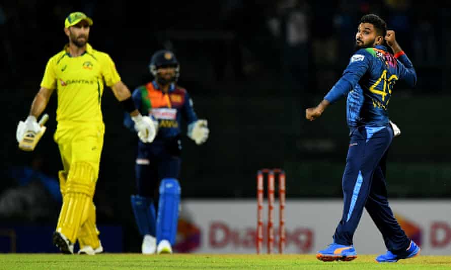 Shanaka blazes Sri Lanka to final-over win against Australia in third T20 | Cricket 2 Wanindu Hasaranga punches the air after dismissing Glenn Maxwell