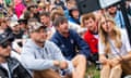 Louis Tomlinson and England fans watch the football at Glastonbury.