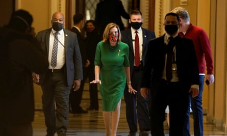 Nancy Pelosi walks back to her office after opening the House floor on Monday.