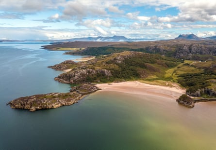 An aerial view of Gruinard Bay