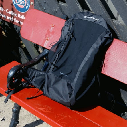Montane Trailblazer 44l on a red bench